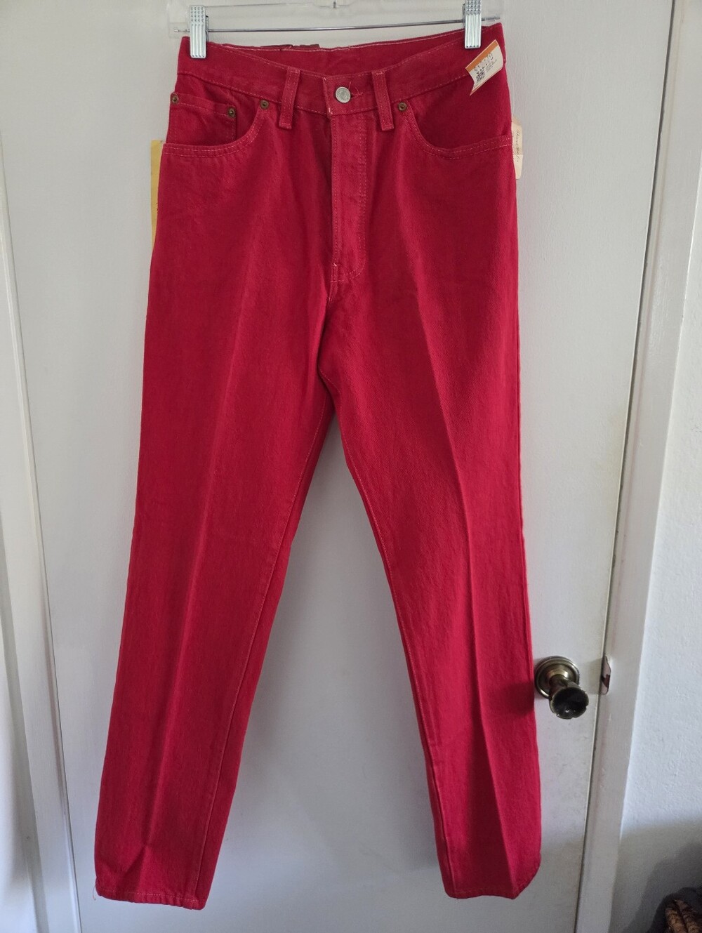NWT VTG Late 80s/90's Levi 501 Denim Jeans Made in USA Size 28 X 32 Vibrant Red